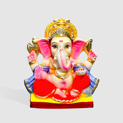 12-Inch Ganesh Idol - Hand Painted Clay Murti for Ganesh Chaturthi & Daily Puja