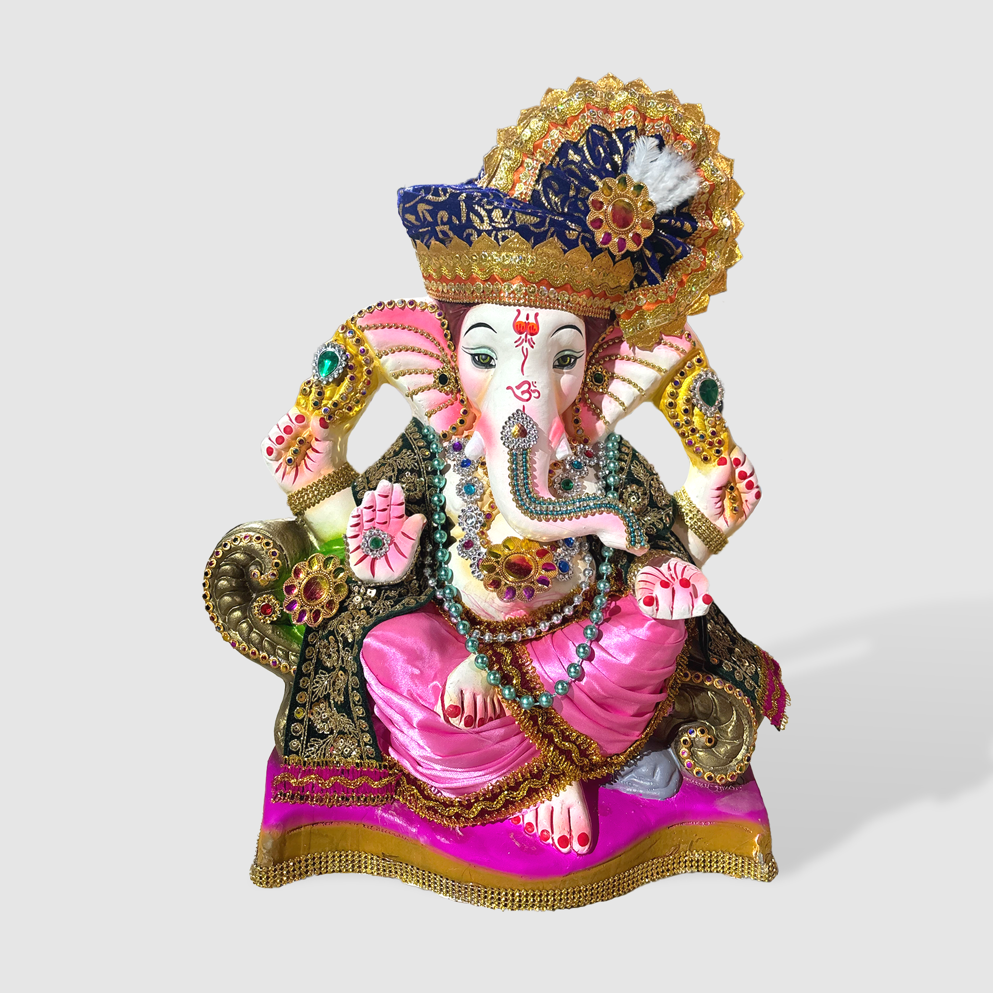 2-Foot Royal Ganesh Idol – Handcrafted Clay Murti with Regal Attire & Jewels