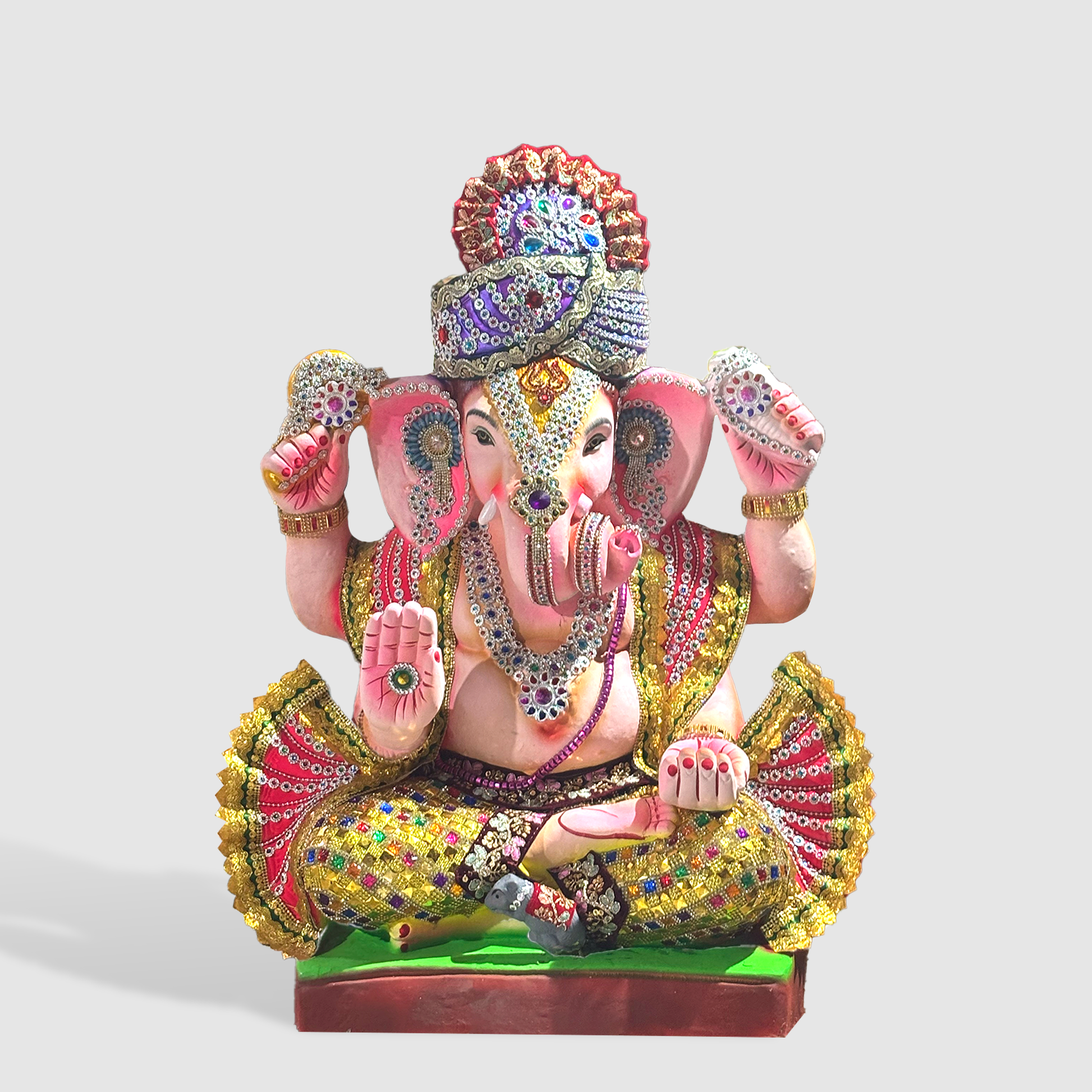 The Divine Maharaja – 2.5-Foot Handcrafted Ganesh Idol with Royal Attire & Majestic Presence