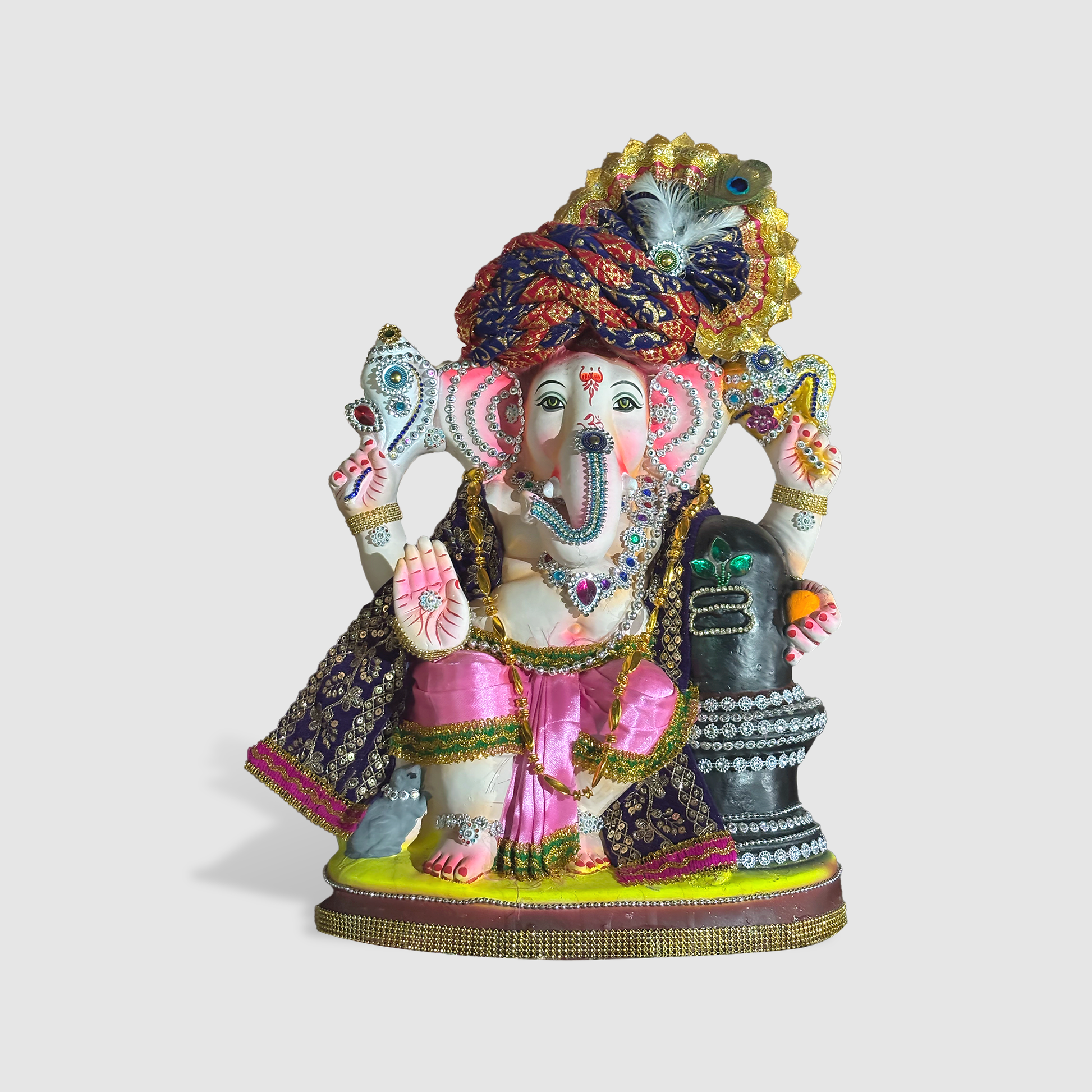 Ganapati with Shivling – 1.5-Foot Handcrafted Clay Idol with Divine Dual Energy